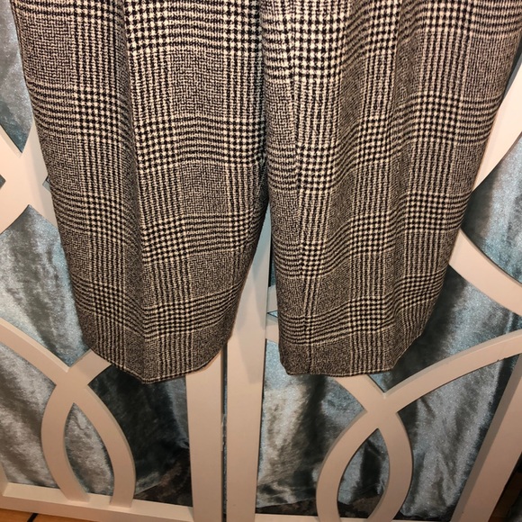 VTG 80s Wool Houndstooth Plaid Hi-waist Trouser - Picture 3 of 13